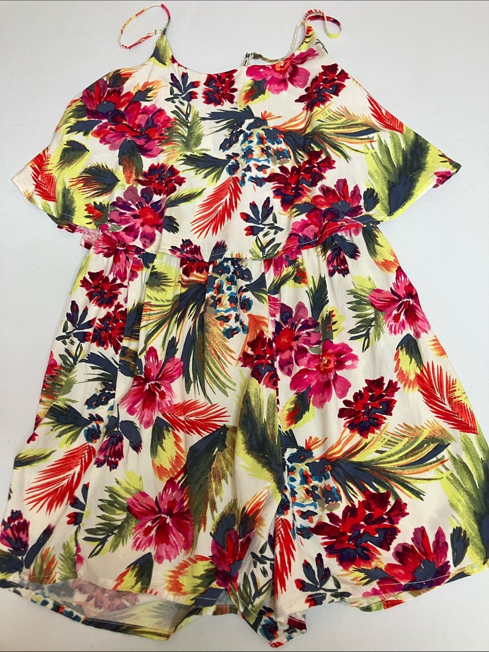 GAP White Floral Print Top with Pink & Purple Accents